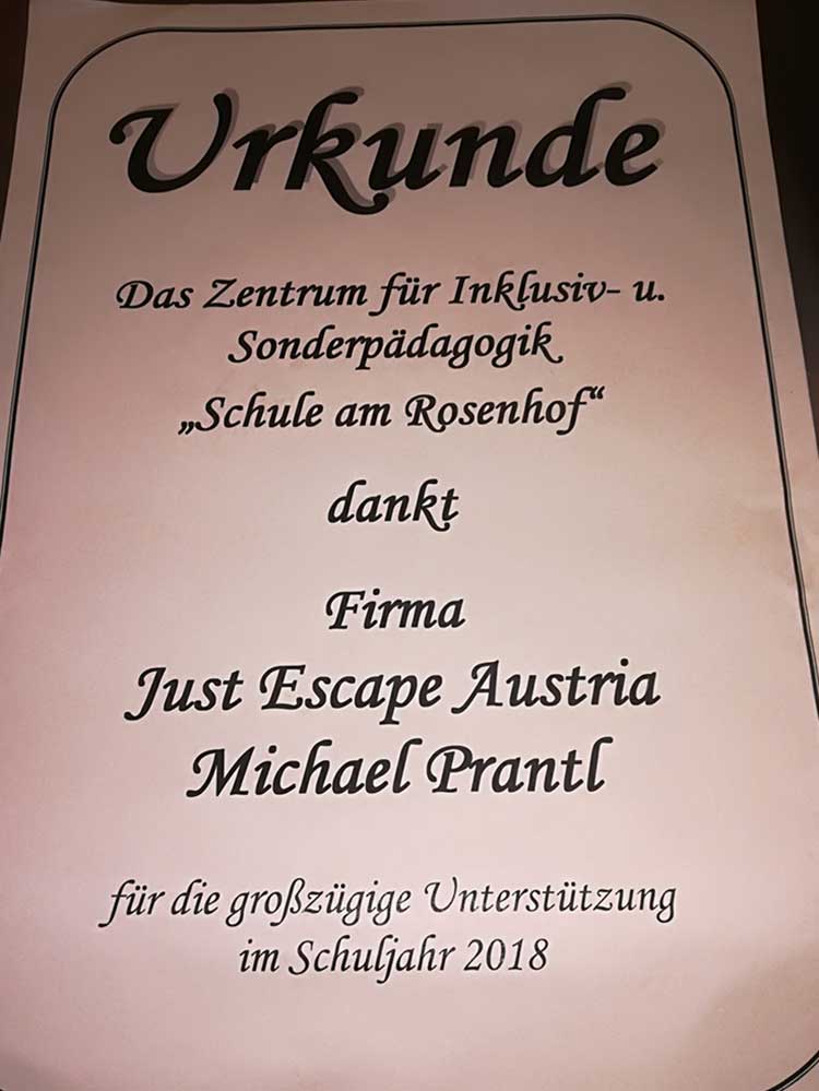 Verein Escape Urkunde